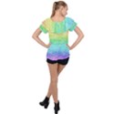 Rainbow Ombre Texture Ruffle Collar Chiffon Blouse View2