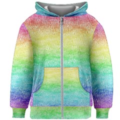 Rainbow Ombre Texture Kids  Zipper Hoodie Without Drawstring by SpinnyChairDesigns