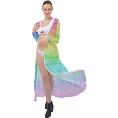 Rainbow Ombre Texture Maxi Chiffon Beach Wrap by SpinnyChairDesigns