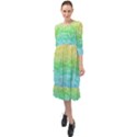 Rainbow Ombre Texture Ruffle End Midi Chiffon Dress View1