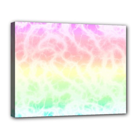 Pastel Rainbow Tie Dye Canvas 14  X 11  (stretched) by SpinnyChairDesigns