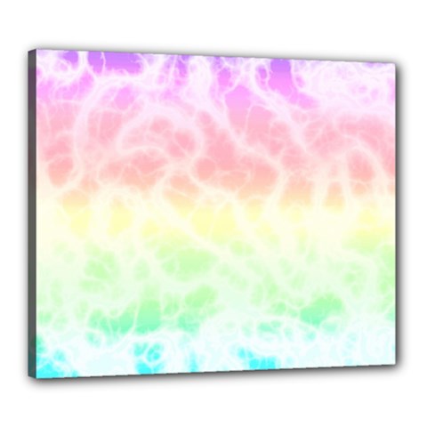 Pastel Rainbow Tie Dye Canvas 24  X 20  (stretched) by SpinnyChairDesigns