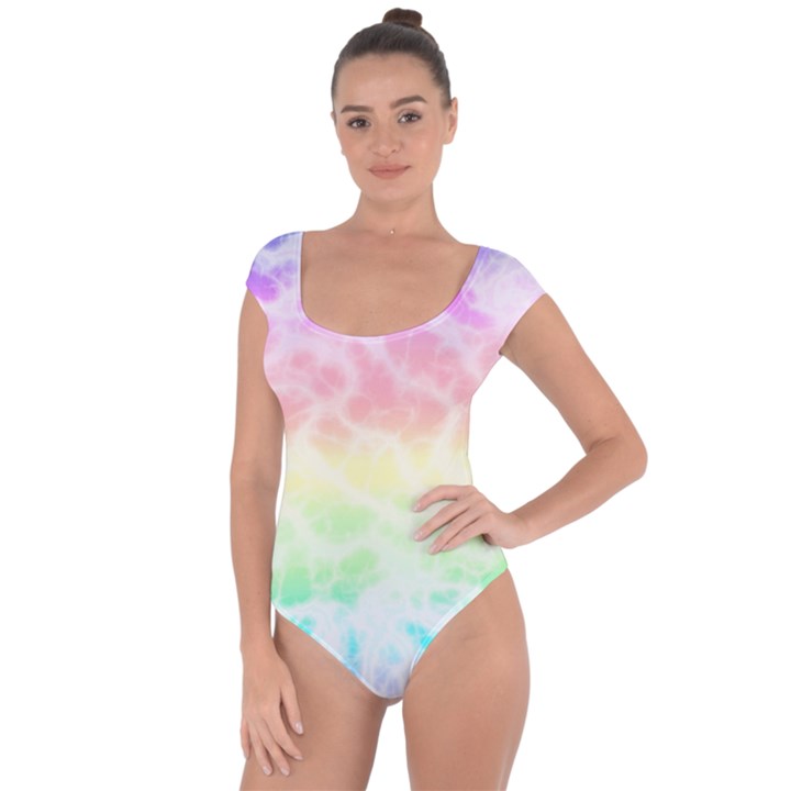 Pastel Rainbow Tie Dye Short Sleeve Leotard 