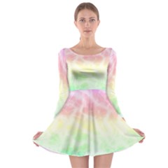 Pastel Rainbow Tie Dye Long Sleeve Skater Dress by SpinnyChairDesigns