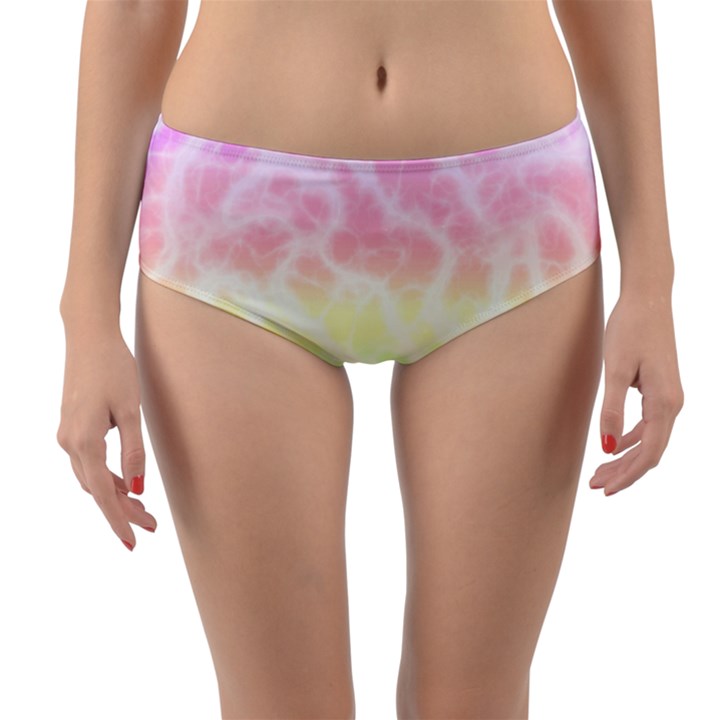 Pastel Rainbow Tie Dye Reversible Mid-Waist Bikini Bottoms