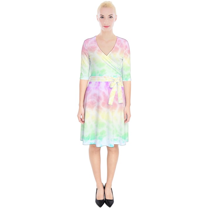 Pastel Rainbow Tie Dye Wrap Up Cocktail Dress