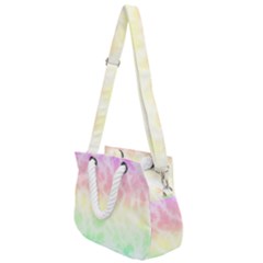 Pastel Rainbow Tie Dye Rope Handles Shoulder Strap Bag by SpinnyChairDesigns