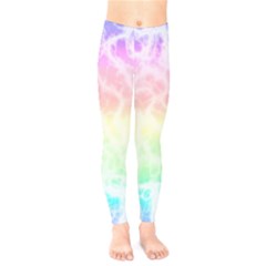 Pastel Rainbow Tie Dye Kids  Leggings by SpinnyChairDesigns