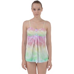 Pastel Rainbow Tie Dye Babydoll Tankini Set by SpinnyChairDesigns