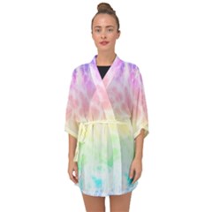 Pastel Rainbow Tie Dye Half Sleeve Chiffon Kimono by SpinnyChairDesigns