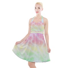 Pastel Rainbow Tie Dye Halter Party Swing Dress  by SpinnyChairDesigns