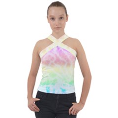 Pastel Rainbow Tie Dye Cross Neck Velour Top by SpinnyChairDesigns