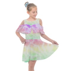 Pastel Rainbow Tie Dye Kids  Shoulder Cutout Chiffon Dress by SpinnyChairDesigns