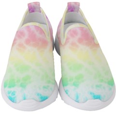 Pastel Rainbow Tie Dye Kids  Slip On Sneakers by SpinnyChairDesigns