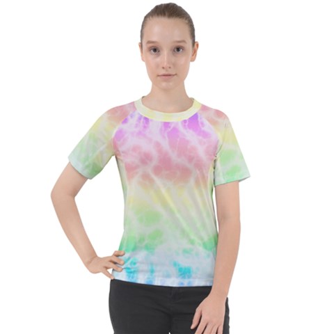 Pastel Rainbow Tie Dye Women s Sport Raglan Tee by SpinnyChairDesigns