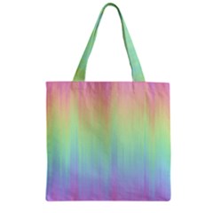 Pastel Rainbow Gradient Zipper Grocery Tote Bag by SpinnyChairDesigns