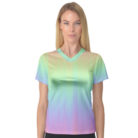 Pastel Rainbow Gradient V-neck Sport Mesh Tee by SpinnyChairDesigns