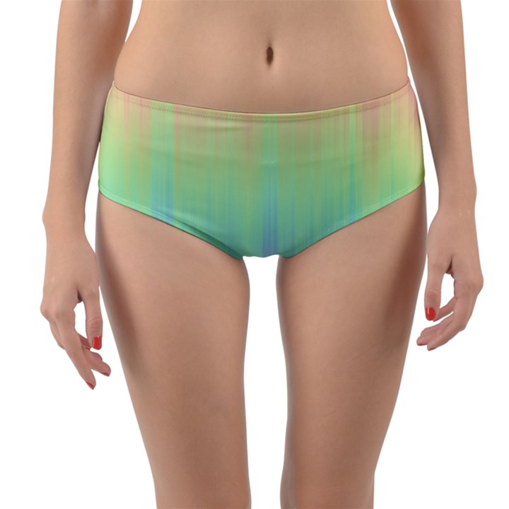 Pastel Rainbow Gradient Reversible Mid-Waist Bikini Bottoms