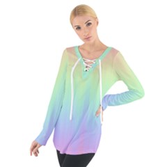 Pastel Rainbow Gradient Tie Up Tee by SpinnyChairDesigns