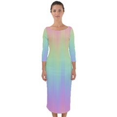 Pastel Rainbow Gradient Quarter Sleeve Midi Bodycon Dress by SpinnyChairDesigns