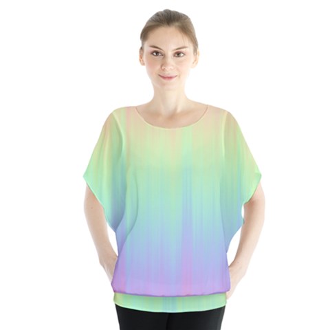 Pastel Rainbow Gradient Batwing Chiffon Blouse by SpinnyChairDesigns