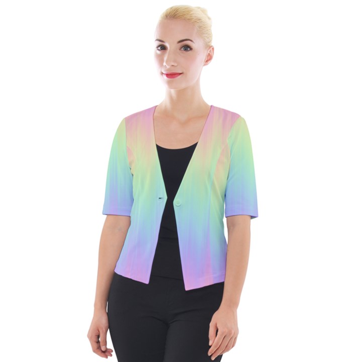 Pastel Rainbow Gradient Cropped Button Cardigan