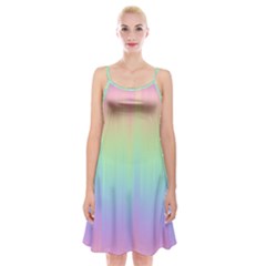 Pastel Rainbow Gradient Spaghetti Strap Velvet Dress