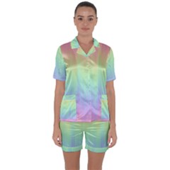 Pastel Rainbow Gradient Satin Short Sleeve Pyjamas Set by SpinnyChairDesigns