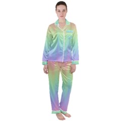 Pastel Rainbow Gradient Satin Long Sleeve Pyjamas Set by SpinnyChairDesigns