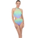 Pastel Rainbow Gradient Halter Side Cut Swimsuit View1