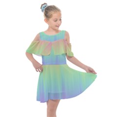 Pastel Rainbow Gradient Kids  Shoulder Cutout Chiffon Dress by SpinnyChairDesigns