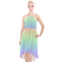 Pastel Rainbow Gradient High-Low Halter Chiffon Dress  View1