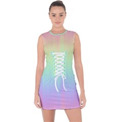 Pastel Rainbow Gradient Lace Up Front Bodycon Dress by SpinnyChairDesigns