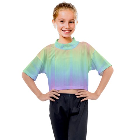 Pastel Rainbow Gradient Kids Mock Neck Tee by SpinnyChairDesigns