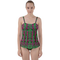 Lianas Of Sakura Branches In Contemplative Freedom Twist Front Tankini Set by pepitasart