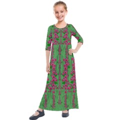 Lianas Of Sakura Branches In Contemplative Freedom Kids  Quarter Sleeve Maxi Dress by pepitasart