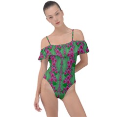 Lianas Of Sakura Branches In Contemplative Freedom Frill Detail One Piece Swimsuit by pepitasart