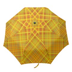 Orange Madras Plaid Folding Umbrellas by SpinnyChairDesigns