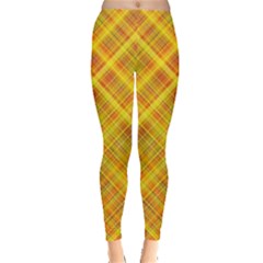 Orange Madras Plaid Leggings  by SpinnyChairDesigns