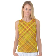 Orange Madras Plaid Women s Basketball Tank Top by SpinnyChairDesigns