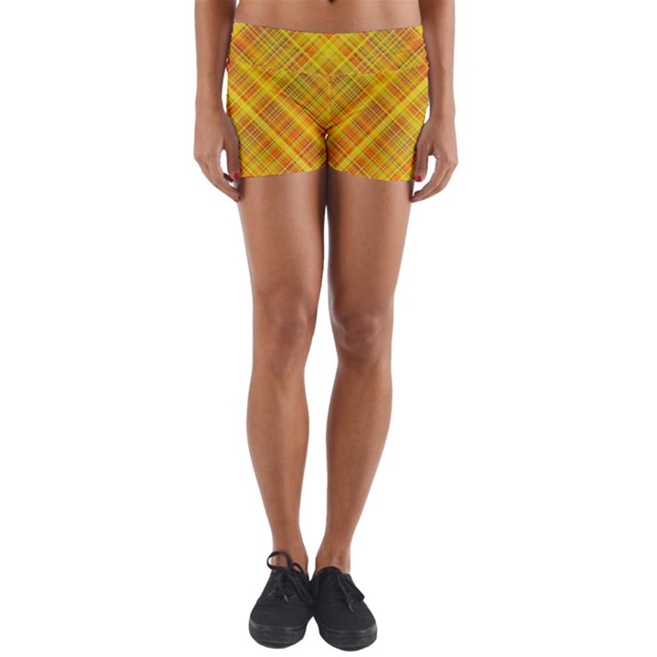 Orange Madras Plaid Yoga Shorts