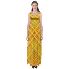 Orange Madras Plaid Empire Waist Maxi Dress by SpinnyChairDesigns