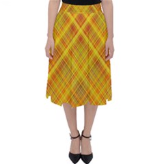 Orange Madras Plaid Classic Midi Skirt by SpinnyChairDesigns