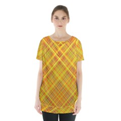 Orange Madras Plaid Skirt Hem Sports Top by SpinnyChairDesigns