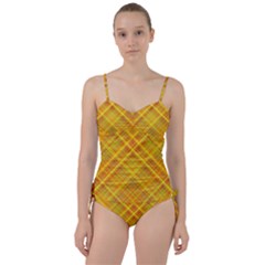 Orange Madras Plaid Sweetheart Tankini Set by SpinnyChairDesigns