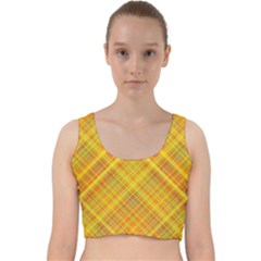 Orange Madras Plaid Velvet Racer Back Crop Top by SpinnyChairDesigns