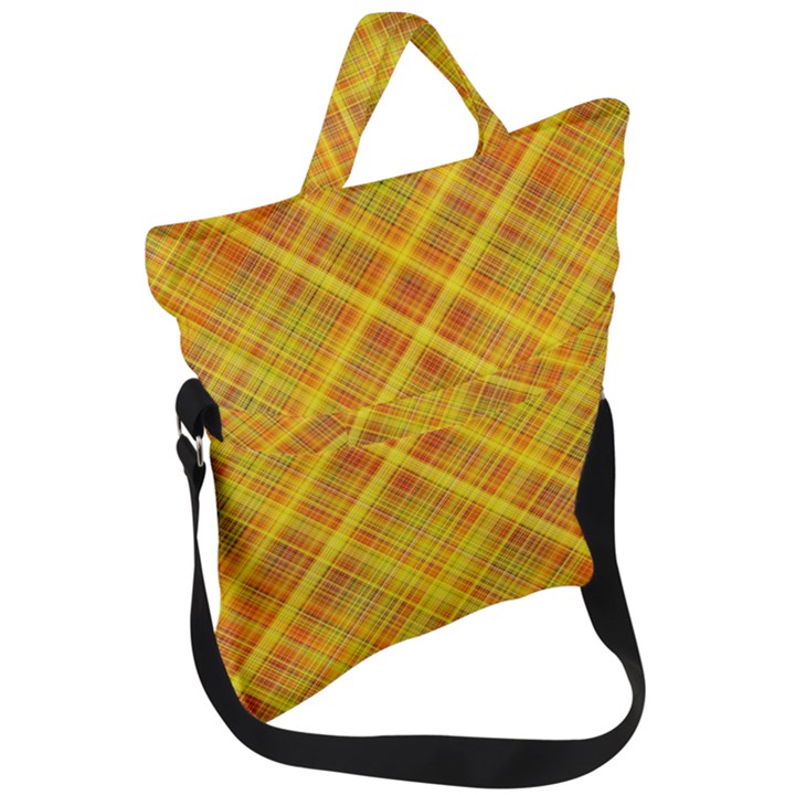 Orange Madras Plaid Fold Over Handle Tote Bag