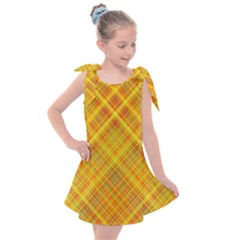 Orange Madras Plaid Kids  Tie Up Tunic Dress by SpinnyChairDesigns