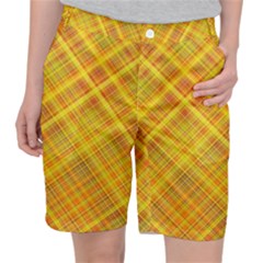 Orange Madras Plaid Pocket Shorts by SpinnyChairDesigns