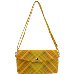 Orange Madras Plaid Removable Strap Clutch Bag by SpinnyChairDesigns